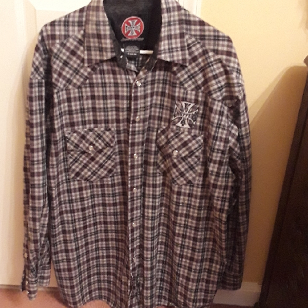 Men's Long sleeve West Coast Choppers Snap Shirt